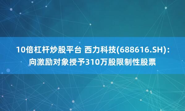 10倍杠杆炒股平台 西力科技(688616.SH)：向激励对象授予310万股限制性股票
